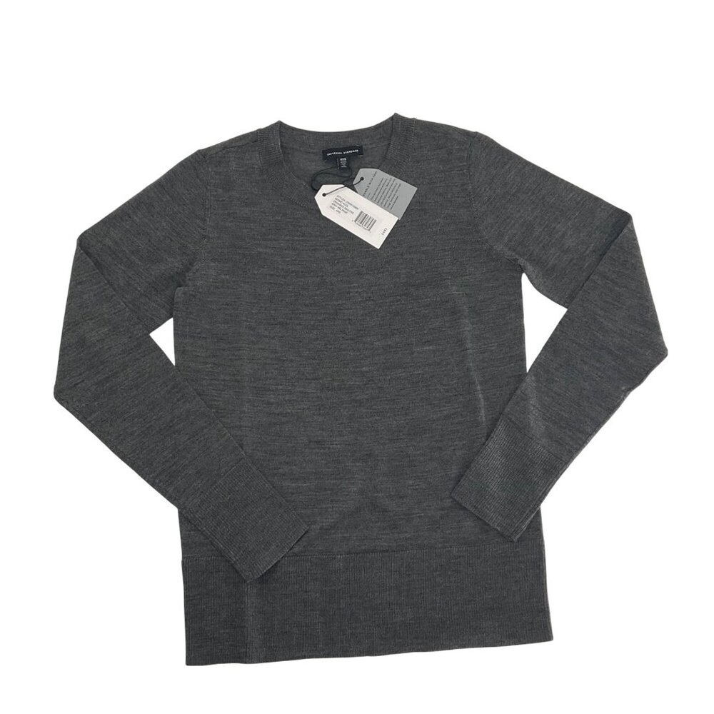 Universal Standard 4XS 00 Merino Wool Crewneck Sweater Grey Melange Long Sleeve